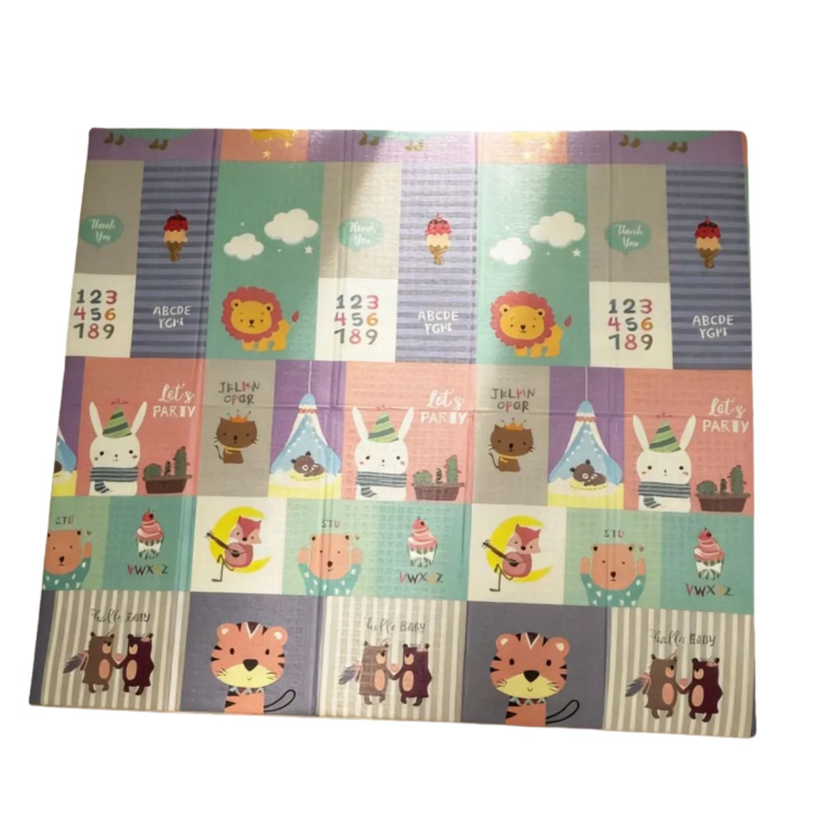 KIDSHOP - Tapete De Juego Plegable Gateo Bebé 200x180 Cm Doble Faz LEON-AVION