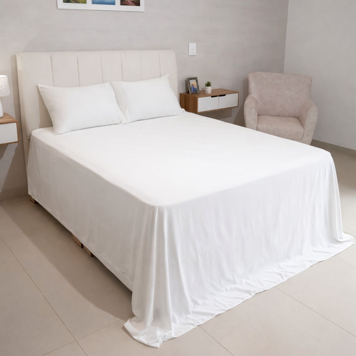 GENERICO - Juego de sábanas 300  Hilos 100% Bambú color blanco By Shala Luxury