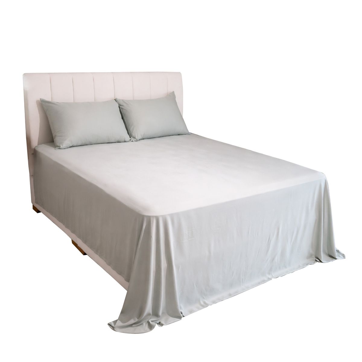 GENERICO - Juego de sábanas 300 Hilos 100% Bambú Color Gris Salvia By Shala Luxury