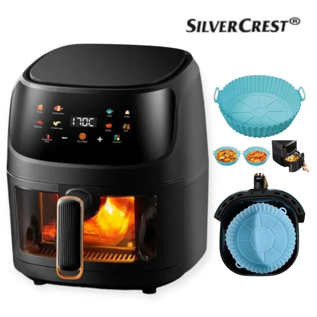 GENERICO - Freidora de Aire SILVER CREST 10 Litros + 6 Moldes Silicona