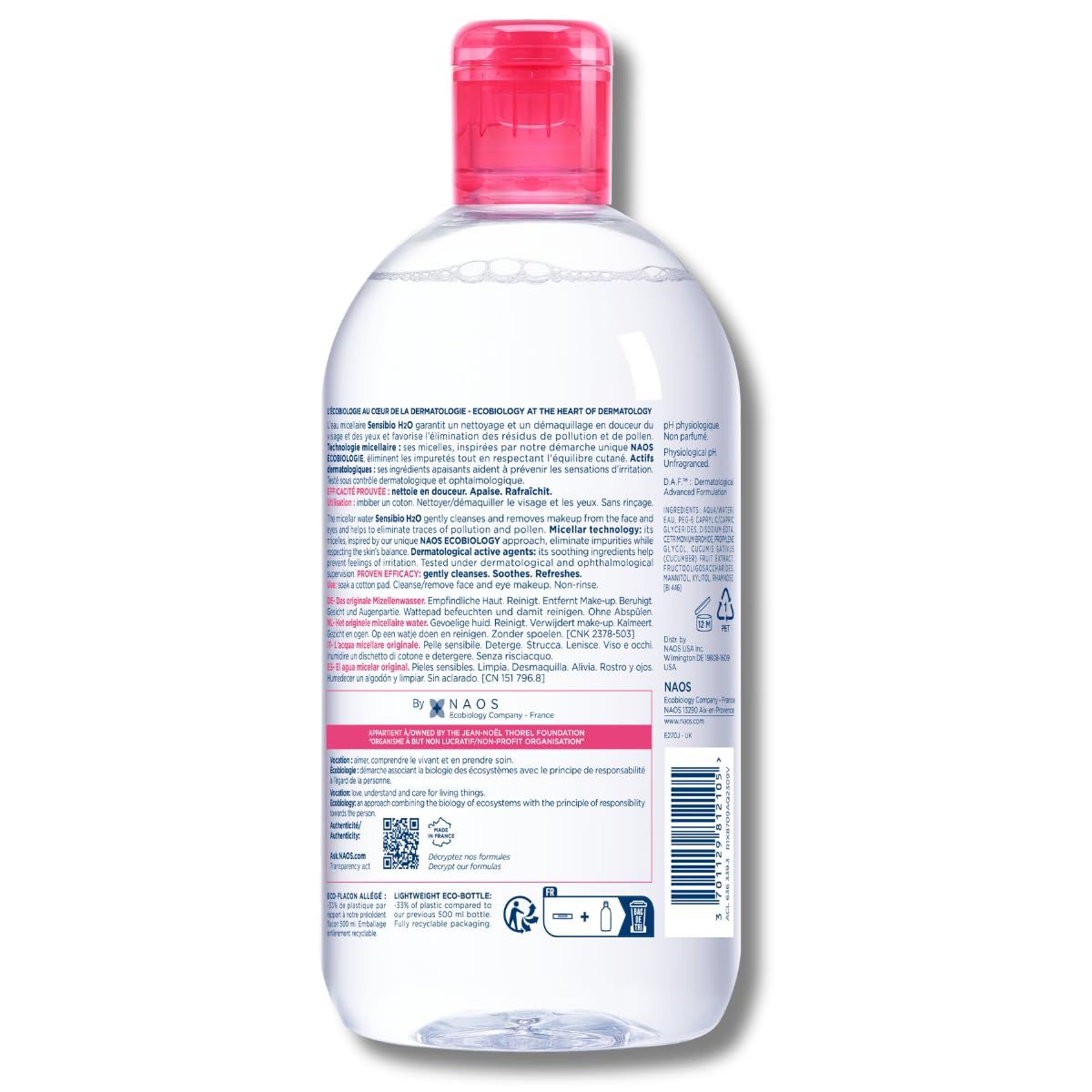 AMERICAN GENERICS - Bioderma - Sensibio - Agua Micelar H2O - Limpiador Desmaquillante - Limpiador 500ml