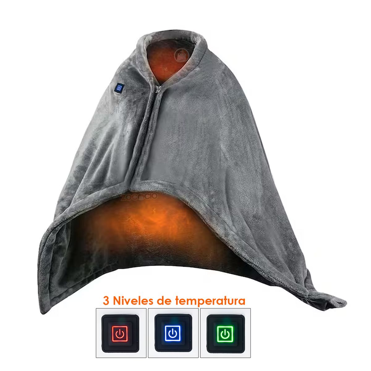 ZOCOCIO - Manta Tipo Chal Calefactora Térmica De Franela Conexion