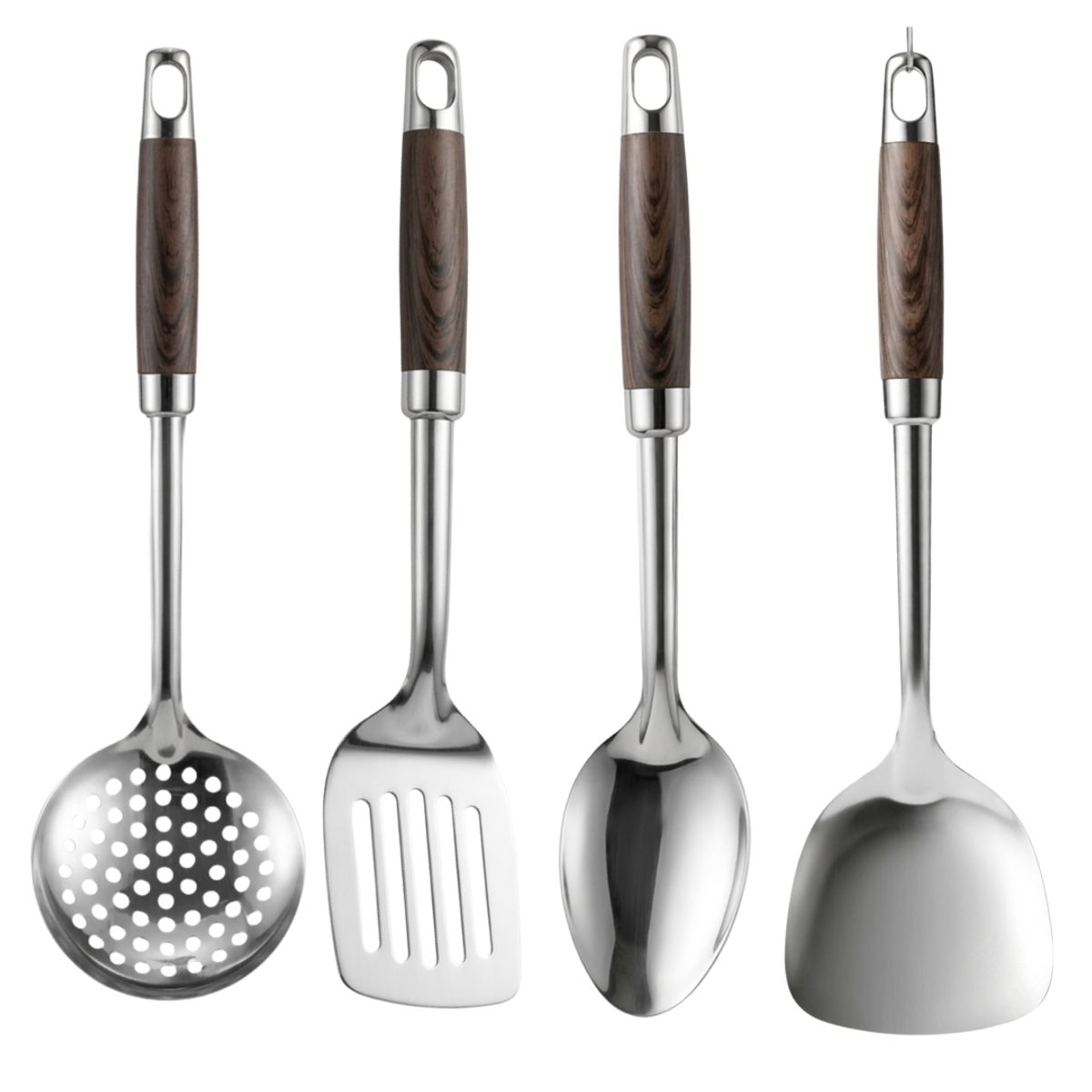 GENERICO - Set 4 Espátulas Acero Inoxidable 34cm Cocina Profesional Multiusos Resistente Antiadherente