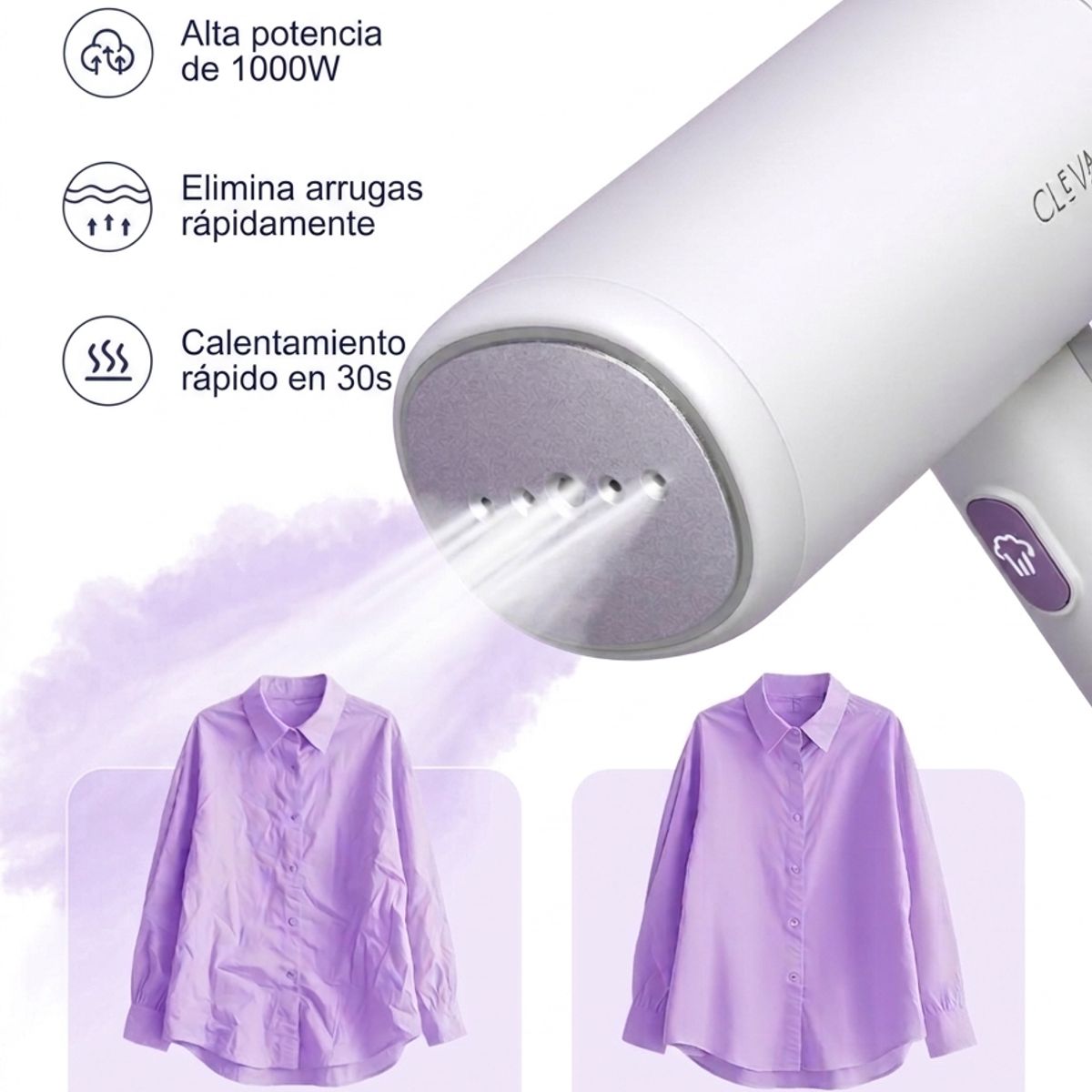 GENERICO - Plancha de Vapor Portátil CLEVAST 1000W – Potente, Compacto y Listo en 30 Segundos
