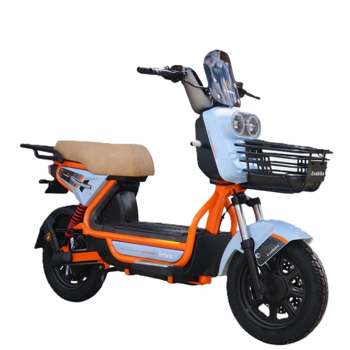 EVOBIKE - Bicicleta Eléctrica EVOBIKE URBEX 48kmh color AZUL NARANJA 350W Batería Extraíble