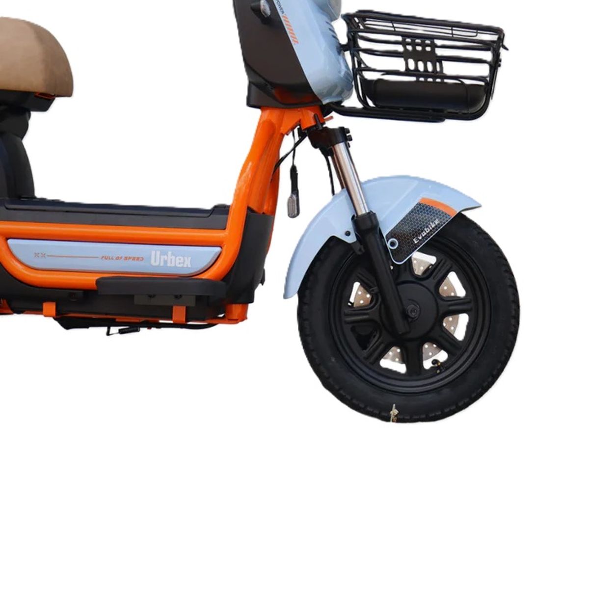 EVOBIKE - Bicicleta Eléctrica EVOBIKE URBEX 48kmh color AZUL NARANJA 350W Batería Extraíble