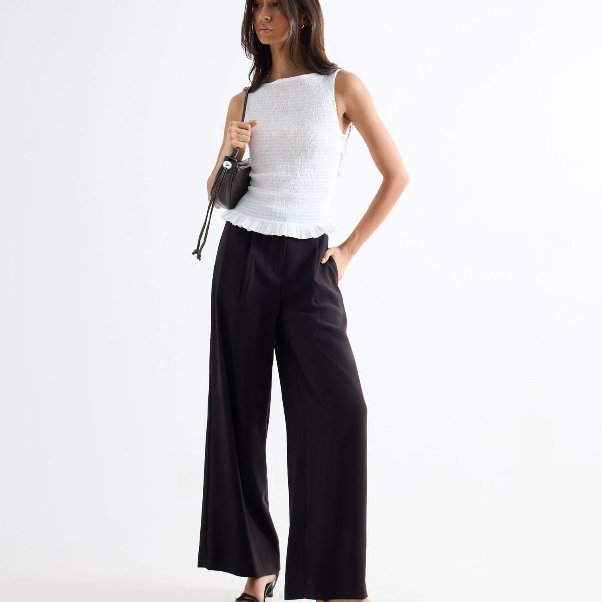 SEVEN SEVEN - Pantalón Tiro Alto Con Prenses  Para Mujer Negro Seven Seven