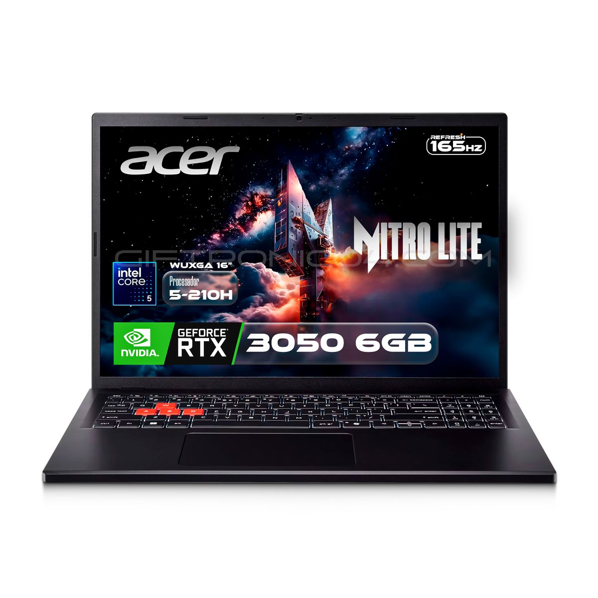 ACER - Portátil Gamer Acer Nitro Lite 16″ - Intel Core 5 - 16GB DDR5 - 512GB SSD - RTX3050 6GB Negro