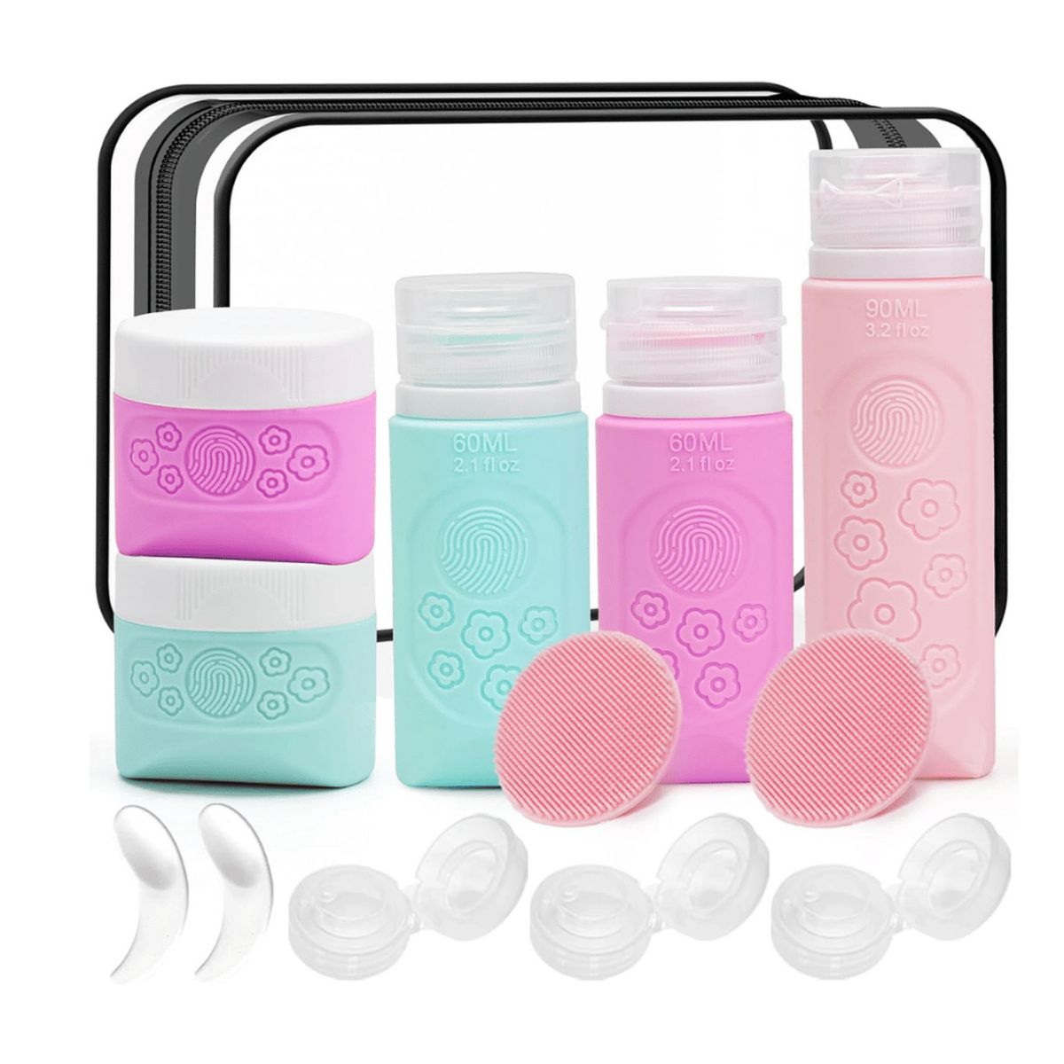 GO TRAVEL - Kit Botellas de Silicona Para Cosméticos Kit Viaje Antifugas