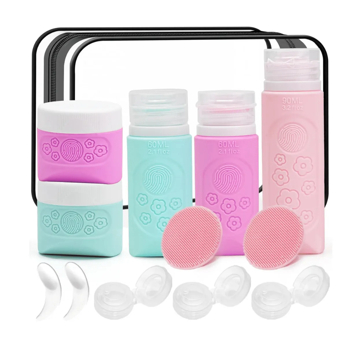 GO TRAVEL - Kit Botellas de Silicona Para Cosméticos Kit Viaje Antifugas
