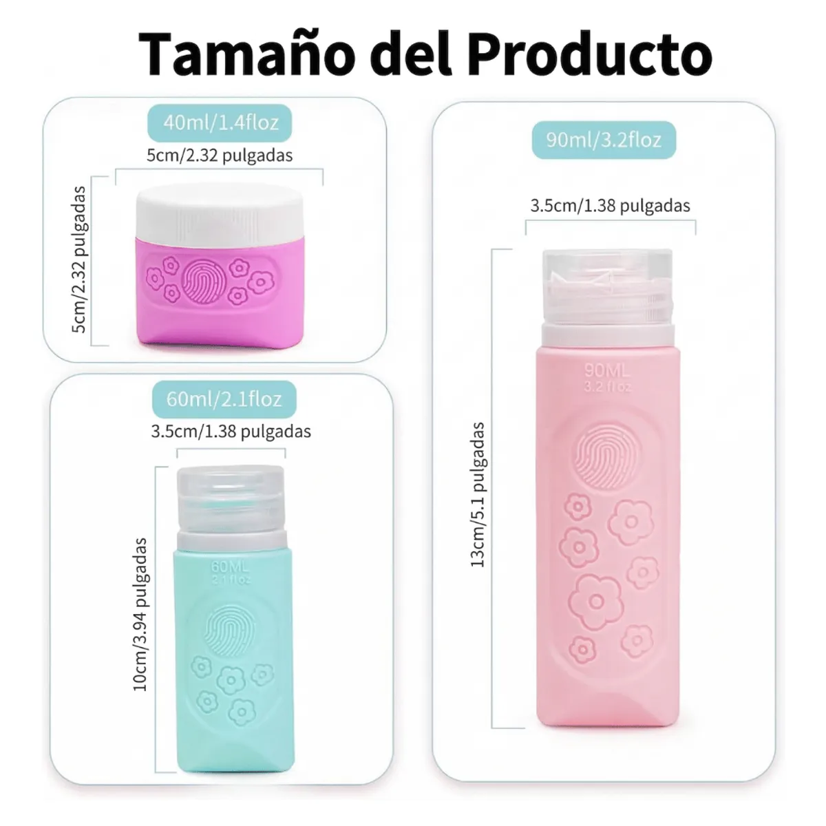 GO TRAVEL - Kit Botellas de Silicona Para Cosméticos Kit Viaje Antifugas