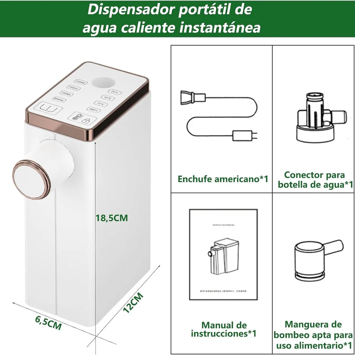 GENERICO - Dispensador Portátil de Agua Caliente Instantánea