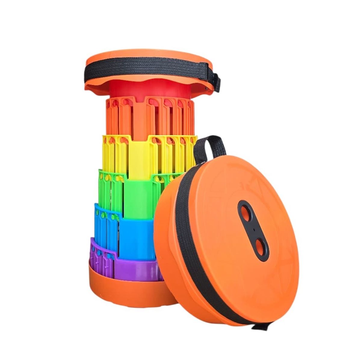 GENERAL - Silla Taburete Tipo Telescopio DZ-7 Portátil Retráctil Naranja