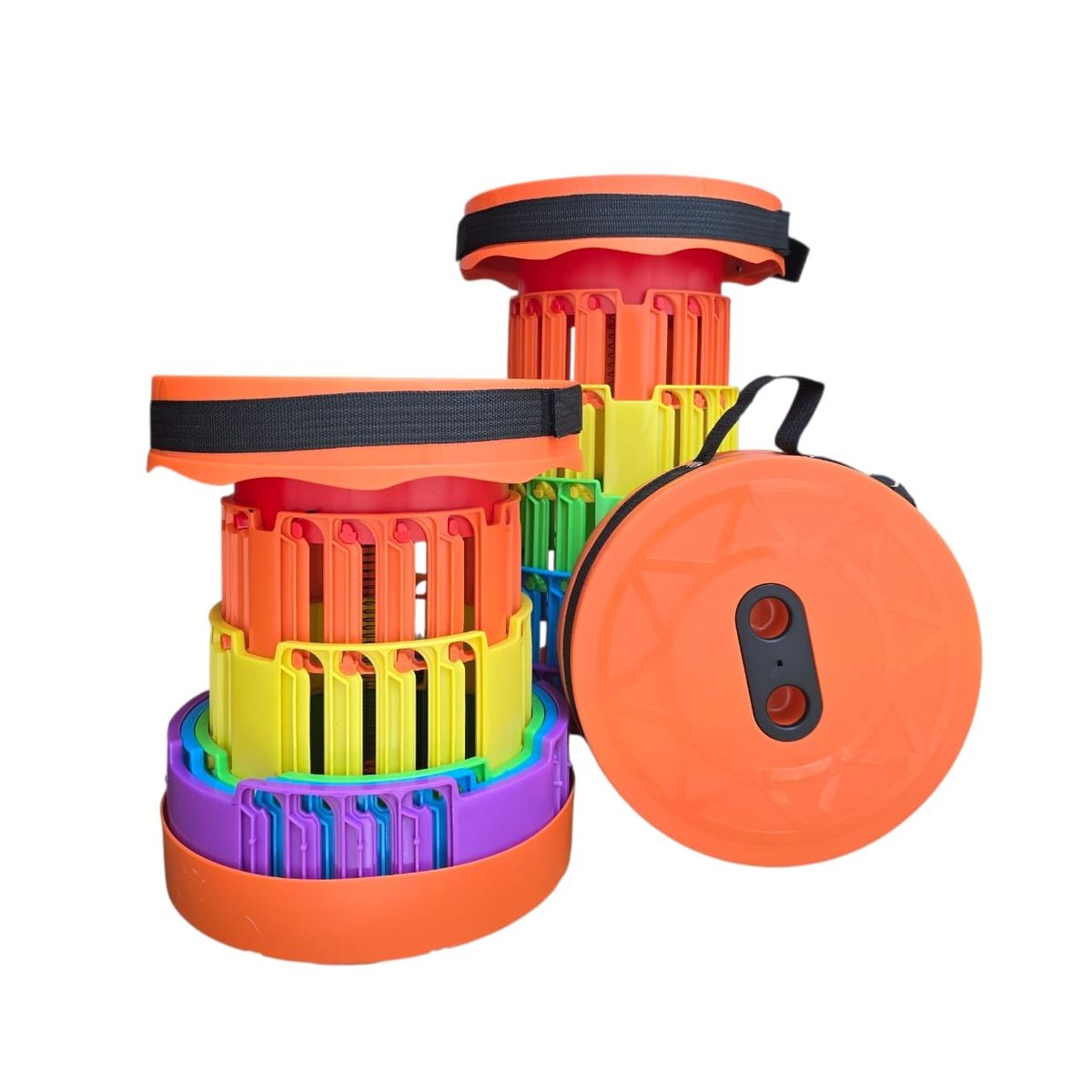 GENERAL - Silla Taburete Tipo Telescopio DZ-7 Portátil Retráctil Naranja