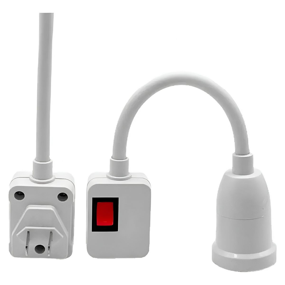 GENERICO - Soporte Rosca E27 Flexible + Interruptor Para Enchufe Pared