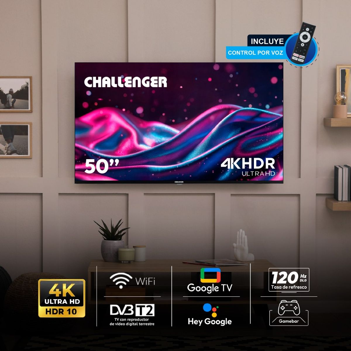 CHALLENGER - Televisor Challenger 50 TG2771 BT GOOGLETV T2 UHDG
