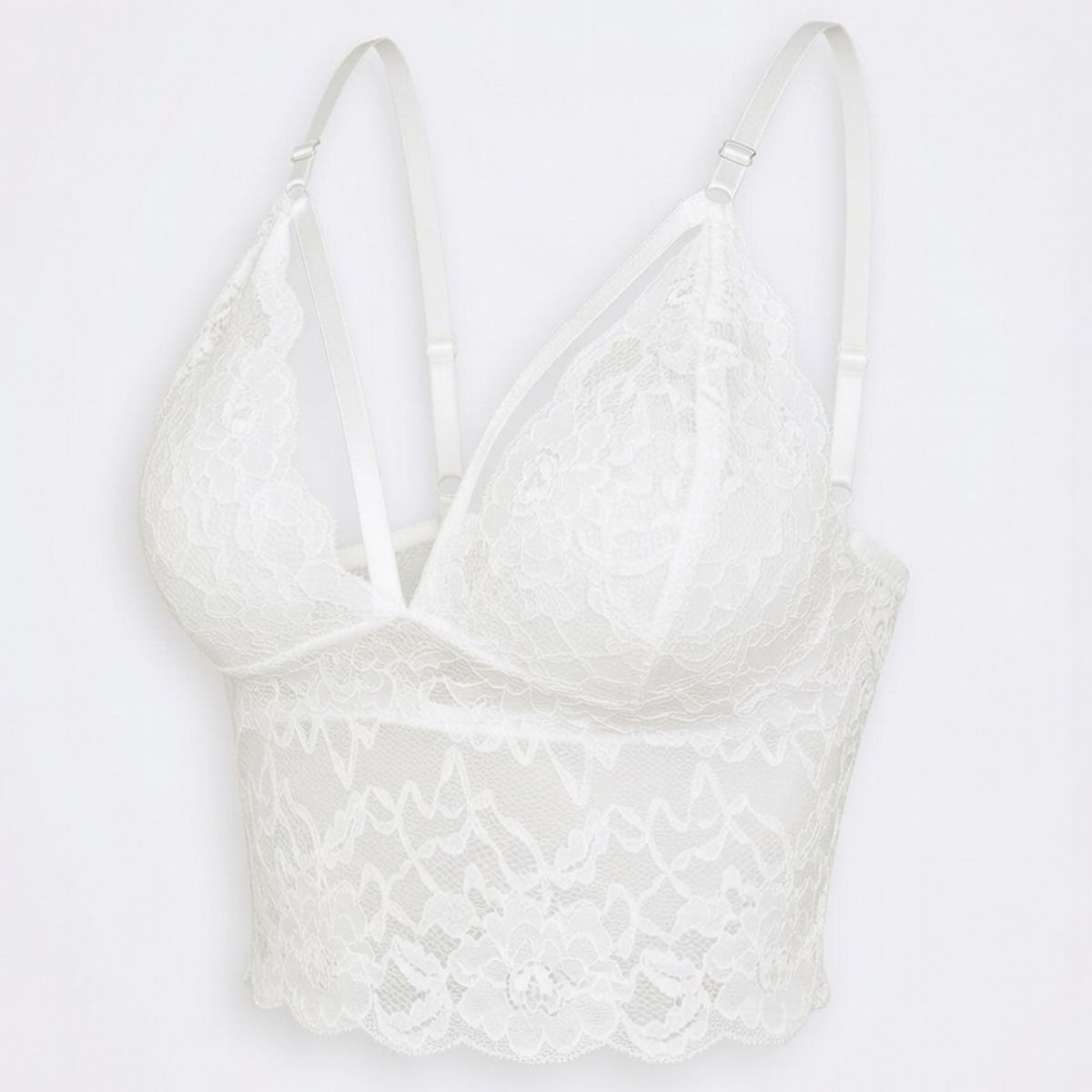 VIA7 - Crop Top  Bralette de Encaje y cruzado espalda