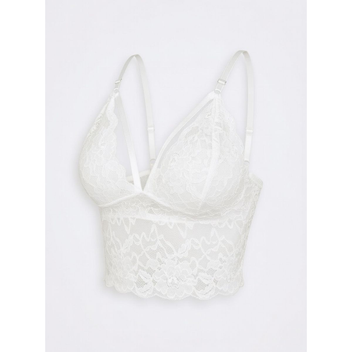 VIA7 - Crop Top  Bralette de Encaje y cruzado espalda
