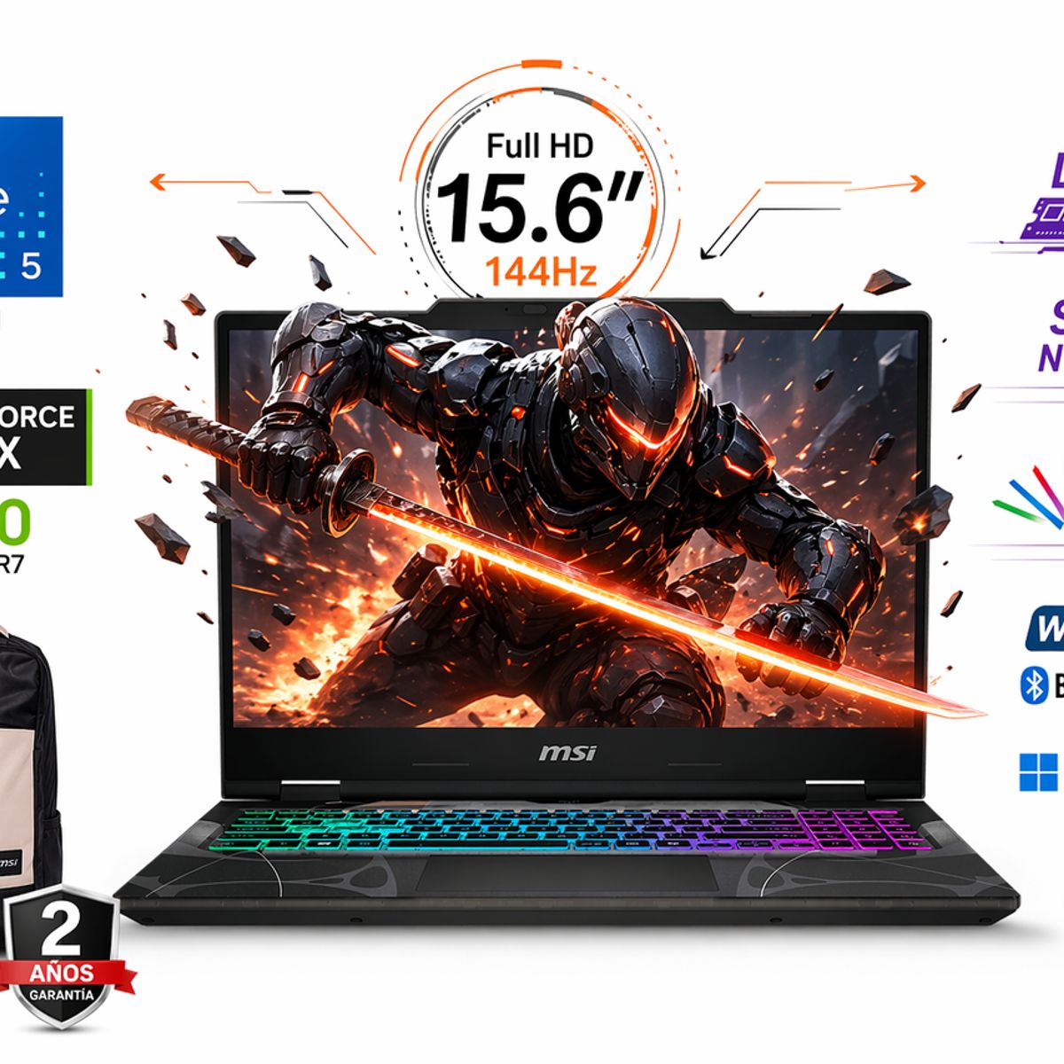 MSI - Portátil Gamer MSI Cyborg 15 Intel Core 5 210H RAM 24GB SSD 4 TB RTX 5050 8 GB