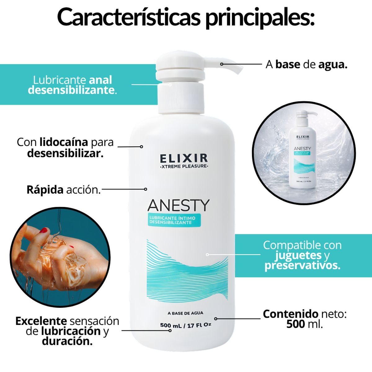 ELIXIR - Lubricante Anal Desensibilizante Relajante Anestesy Elixir 500 mL