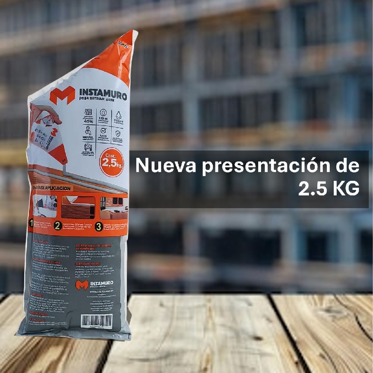 GENERICO - Instamuro mortero polimérico listo para usar (bolsa x 2.5 Kg) (Caja x 6 bolsas)