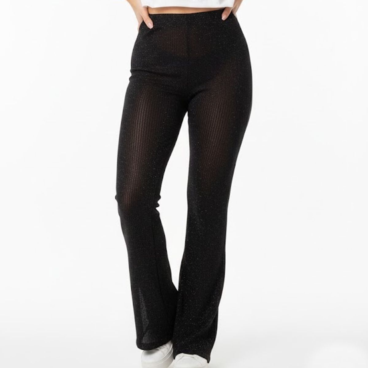 VIA7 - pantalon tipo leggins americano licra brillos bota campana