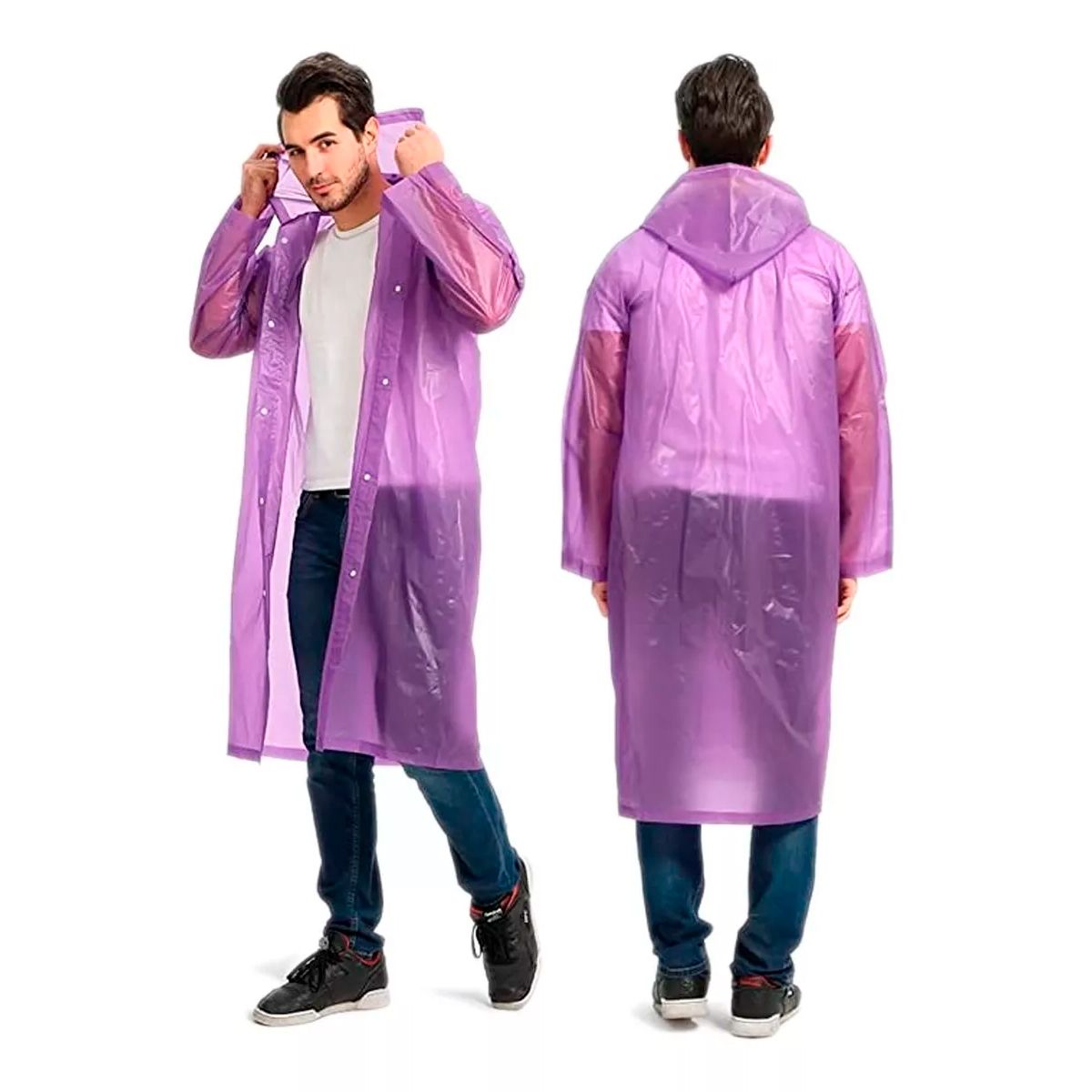 NUBOTTA - Kit X2 Capa Lluvia Adulto Y Niño Impermeable Eva Botones