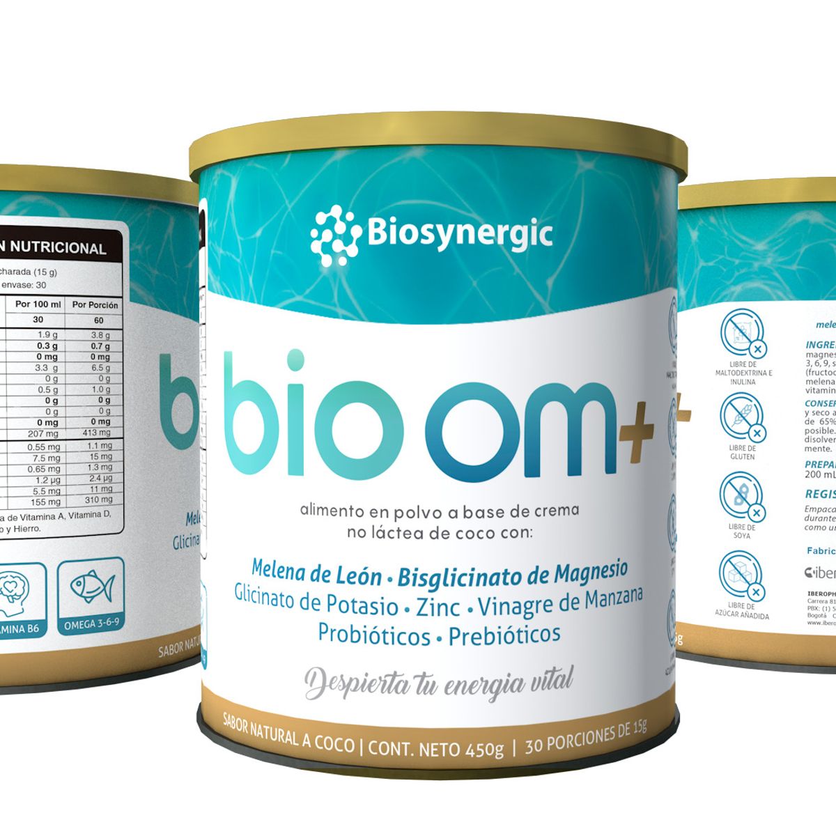 BIOSYNERGIC - Bio Om+ Alimento en Polvo con Melena de León, Magnesio y Potasio  450g