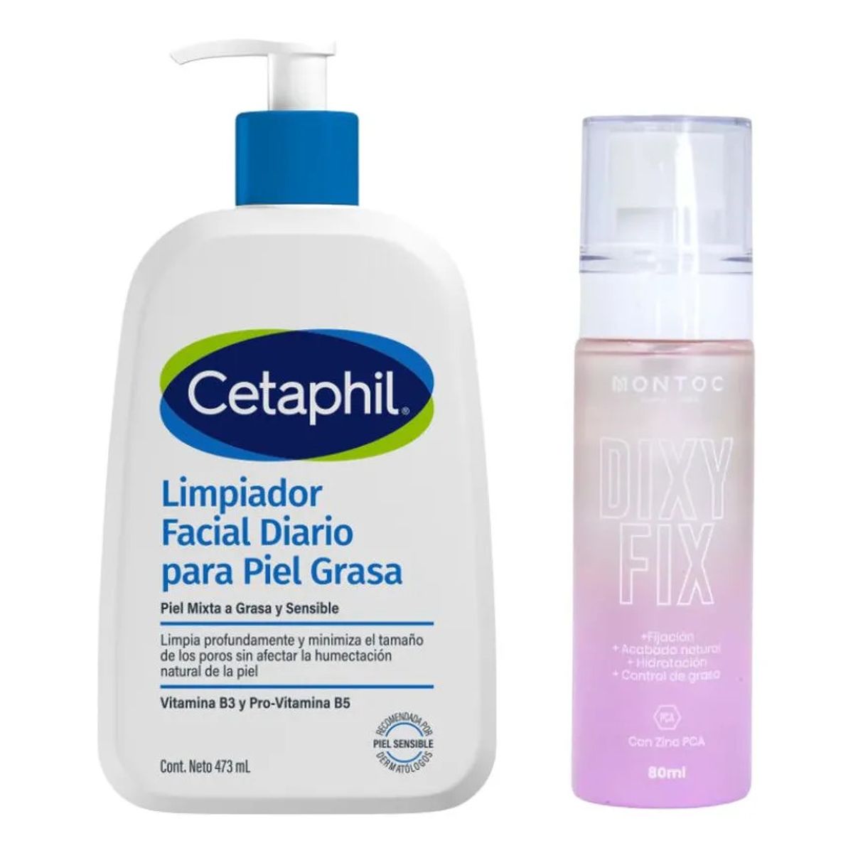 MONTOC MAKEUP - Fijador Maquillaje Hidratante Y Limpiador Facial Cetaphil