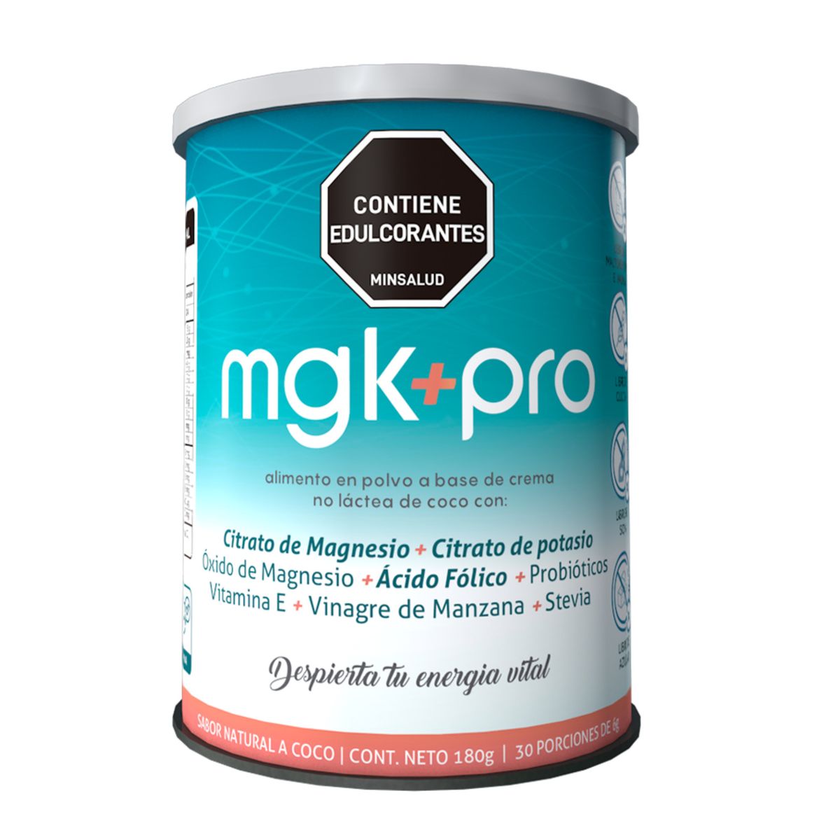 BIOSYNERGIC - Mgk+Pro Alimento en Polvo con Citrato de Magnesio, Potasio con Probióticos  180g