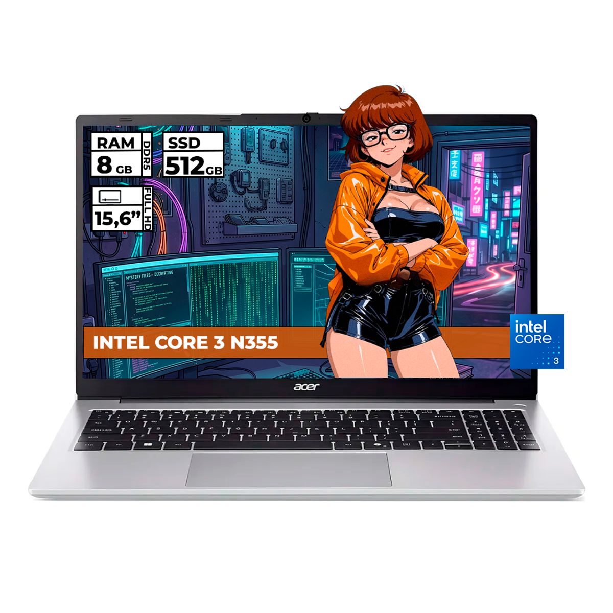 ACER - PORTATIL ACER ASPIRE INTEL CORE 3-N355 8GB RAM 512GB SSD 15 FHD