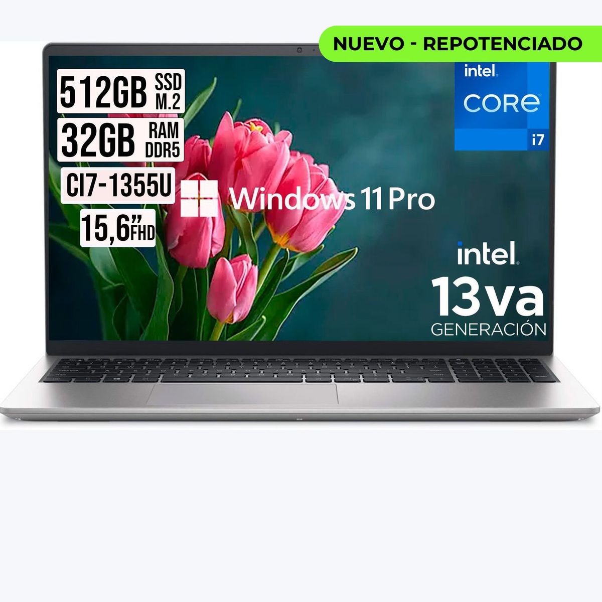 DELL - Portatil Dell Pro 15  Intel Core i7-1355U SSD 512GB Ram 32gb Led 15.6 FHD W11 Pro
