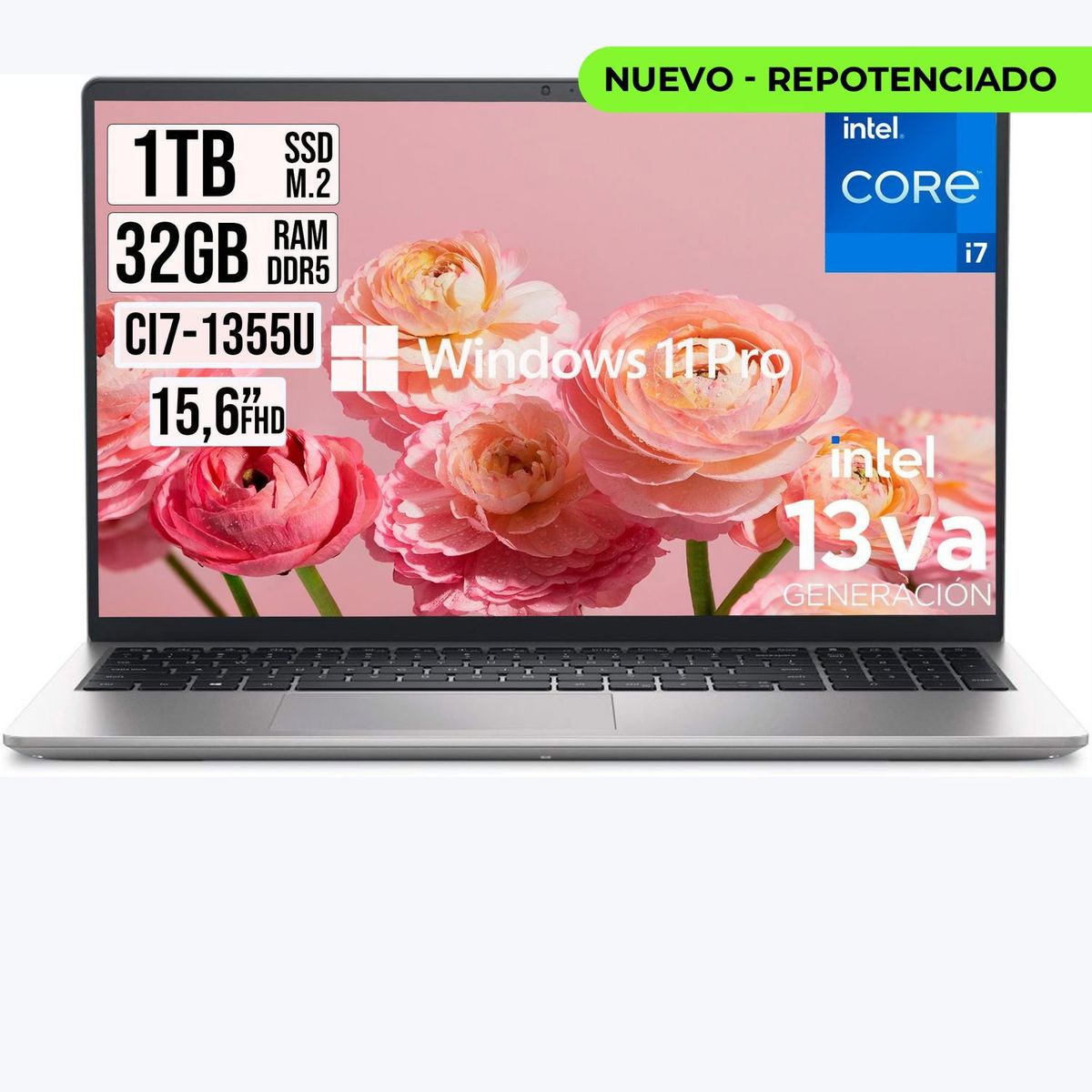 DELL - Portatil Dell Pro 15  Intel Core i7-1355U SSD 1TB Ram 32gb Led 15.6 FHD W11 Pro