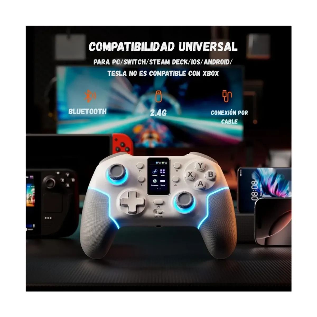 GENERICO - Control Gamer Bluetooth Rgb EchtPower Hall Perfect+ Receptor