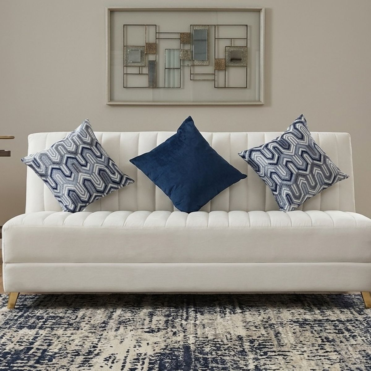 GENERICO - Sofa Cama Clic Tela Marfil Antirasguños Antifluidos 3 Posiciones