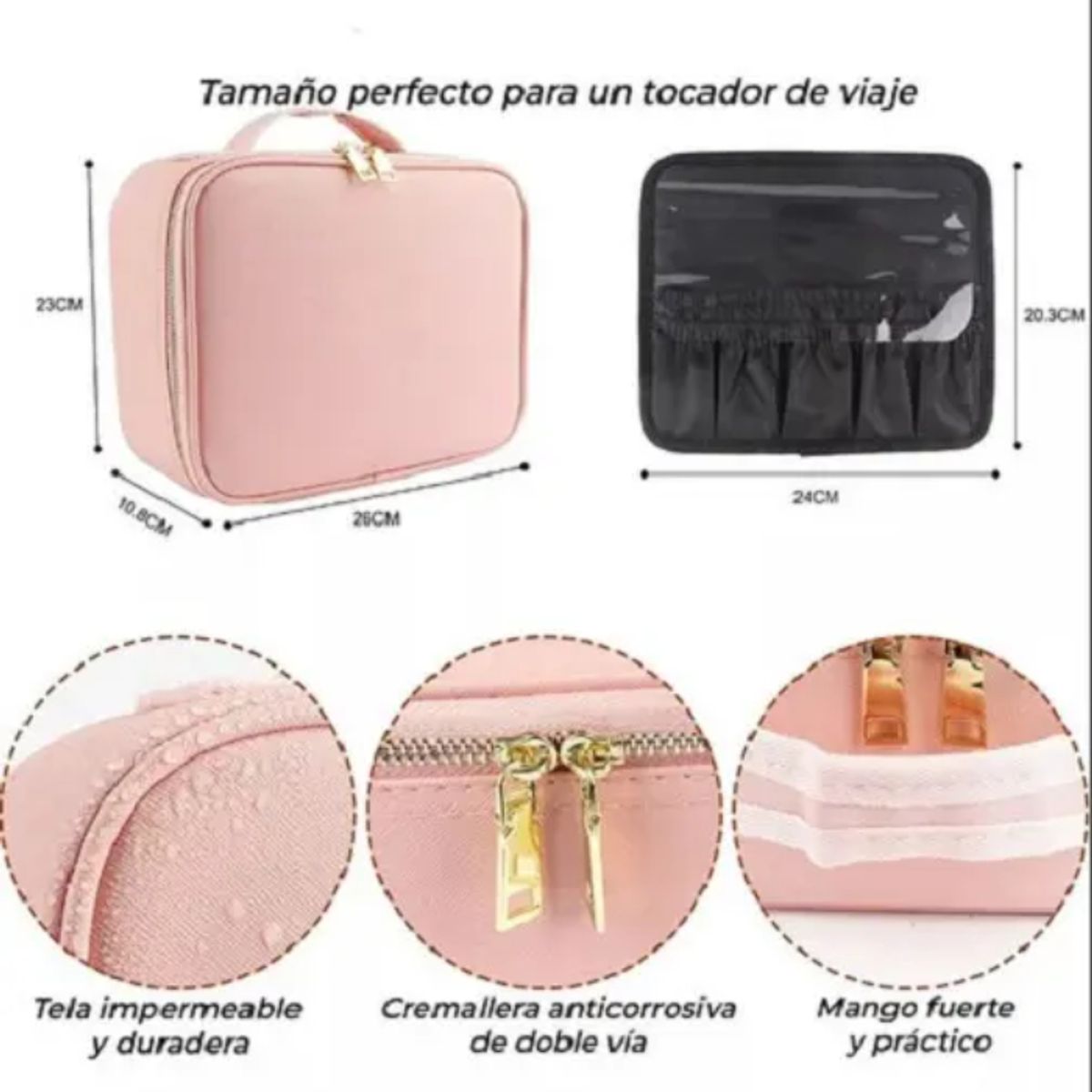 GENERICO - Estuche De Cosméticos Viaje Portátil Con Luz Led