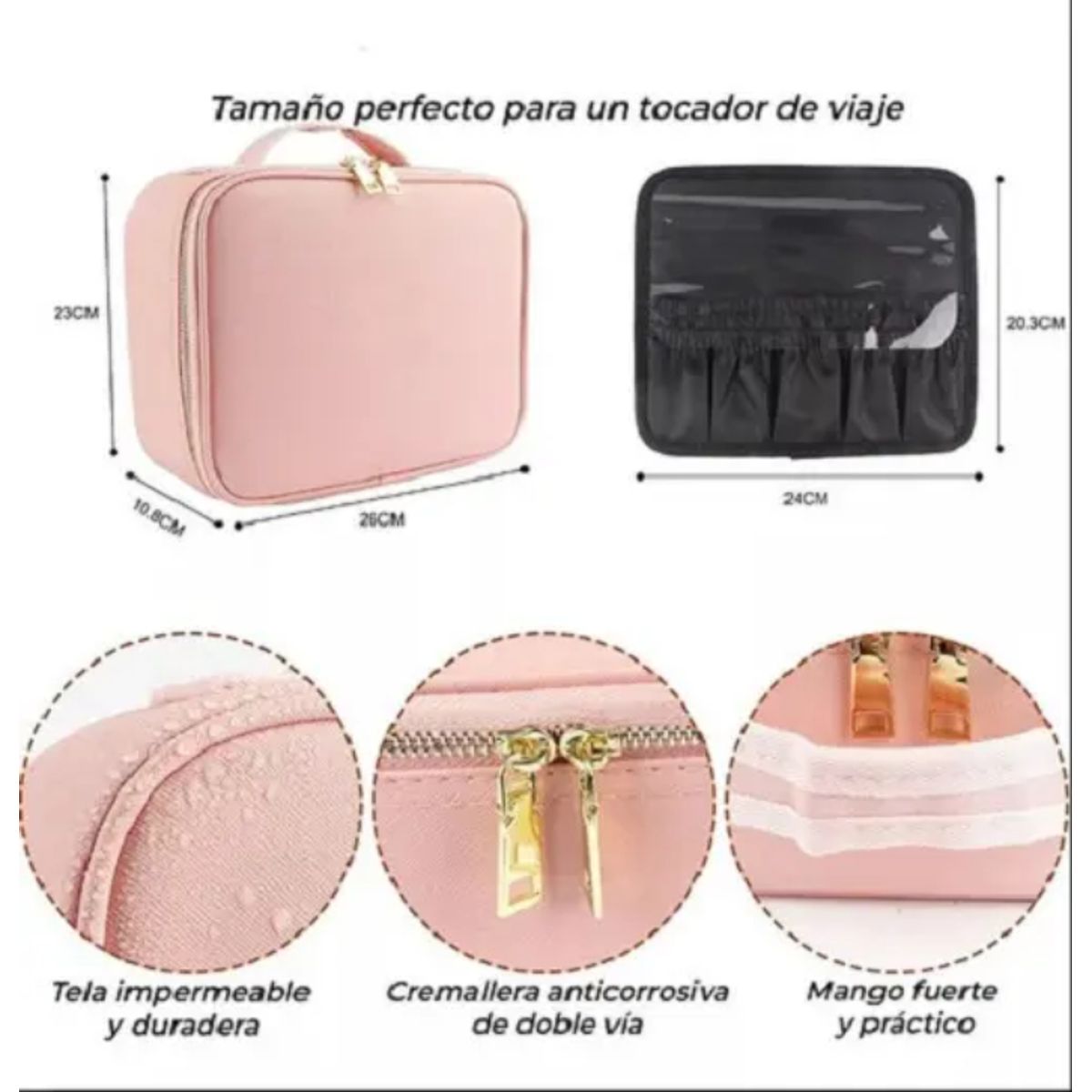 GENERICO - Estuche De Cosméticos Viaje Portátil Con Luz Led