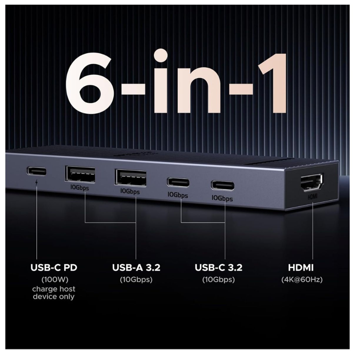 UGREEN - Hub Adaptador Tipo C Hdmi Usb 3.0 Pd Carga Mac Windows Ugreen