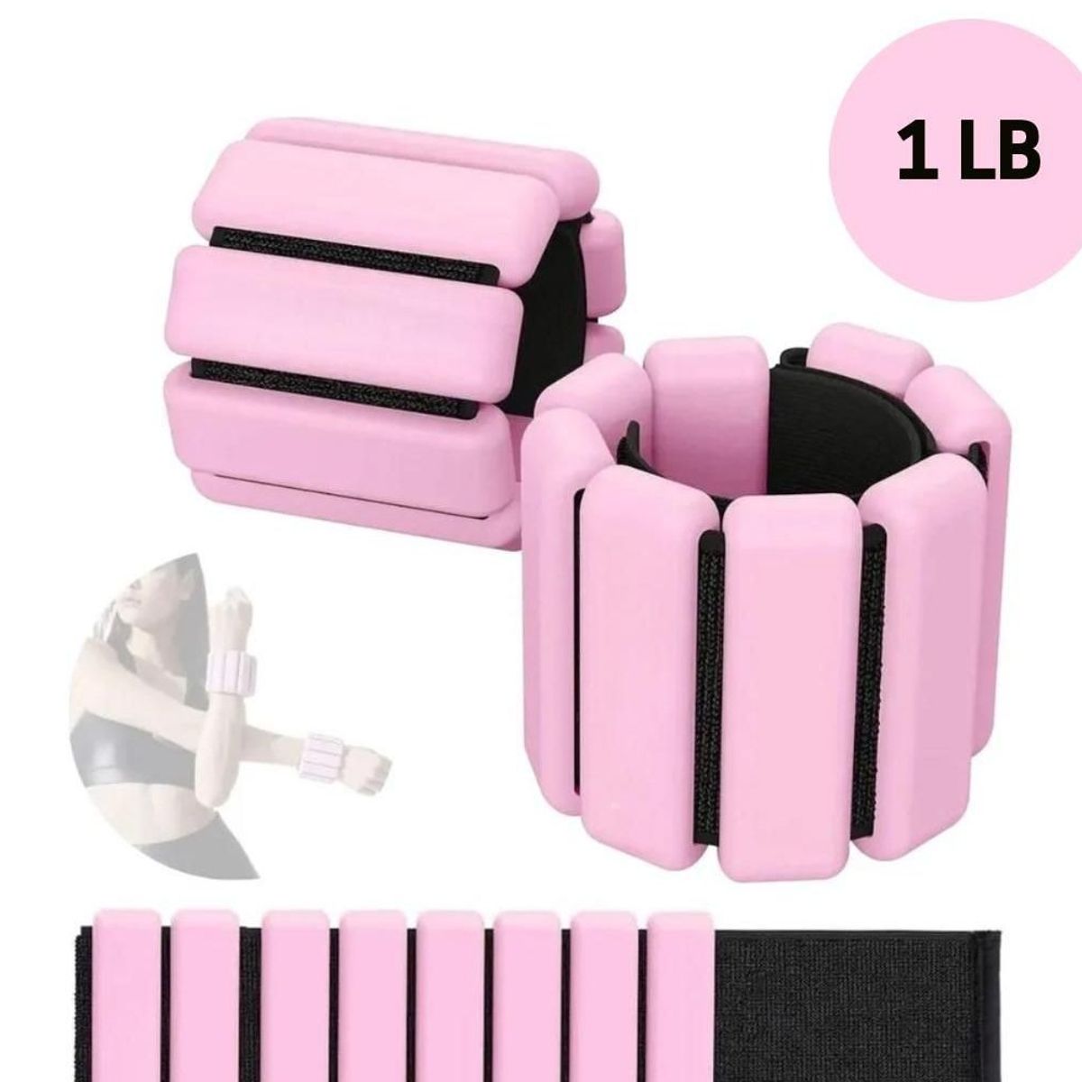 GENERICO - Set de Pesas para Tobillos/Muñecas de 1 lb, Ajustable Rosado