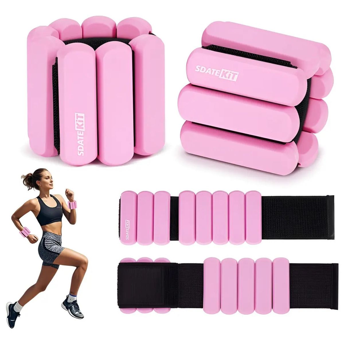 GENERICO - Set de Pesas para Tobillos/Muñecas de 1 lb, Ajustable Rosado