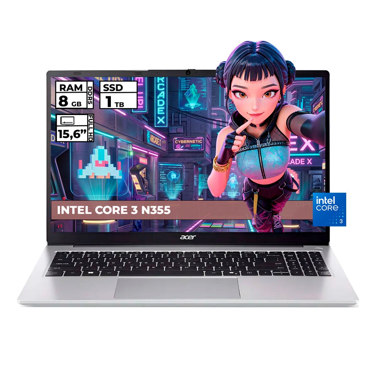 ACER - PORTATIL ACER ASPIRE INTEL CORE 3-N355 8GB RAM 1TB SSD 15 FHD