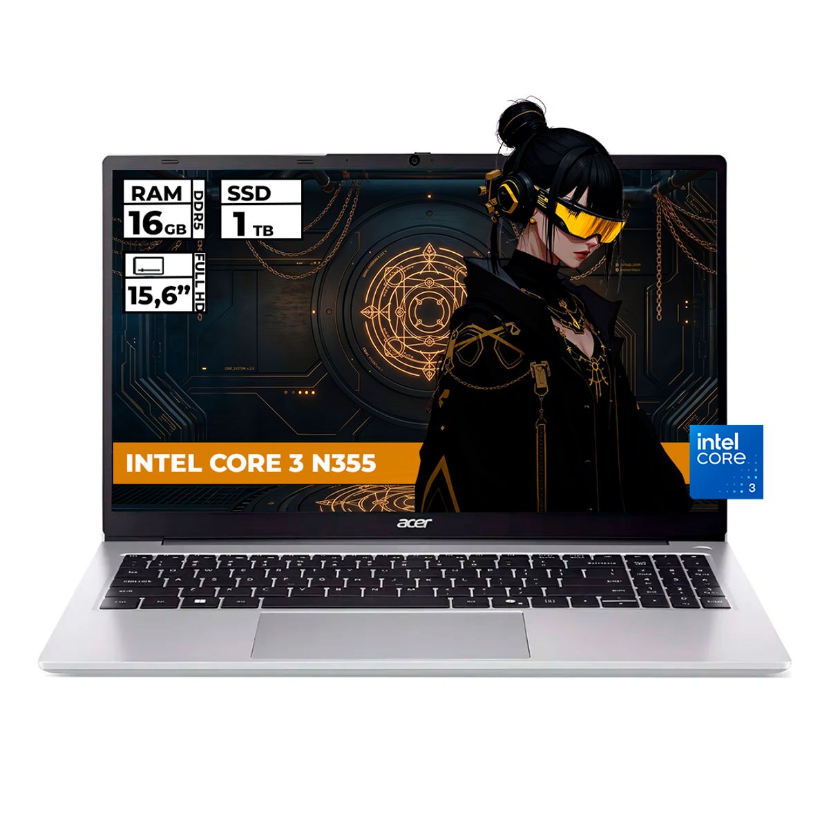 ACER - PORTATIL ACER ASPIRE INTEL CORE 3-N355 16GB RAM 1TB SSD 15 FHD