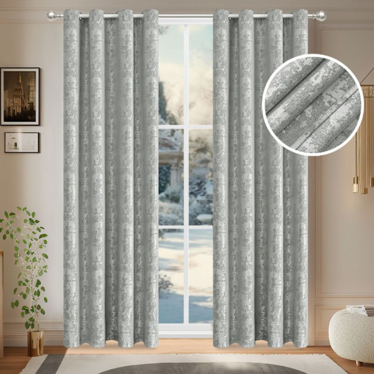 MULTIPLACE COLOMBIA - Cortina Moderna antifluido Tela Sala habitación 2 paños 213x132cm
