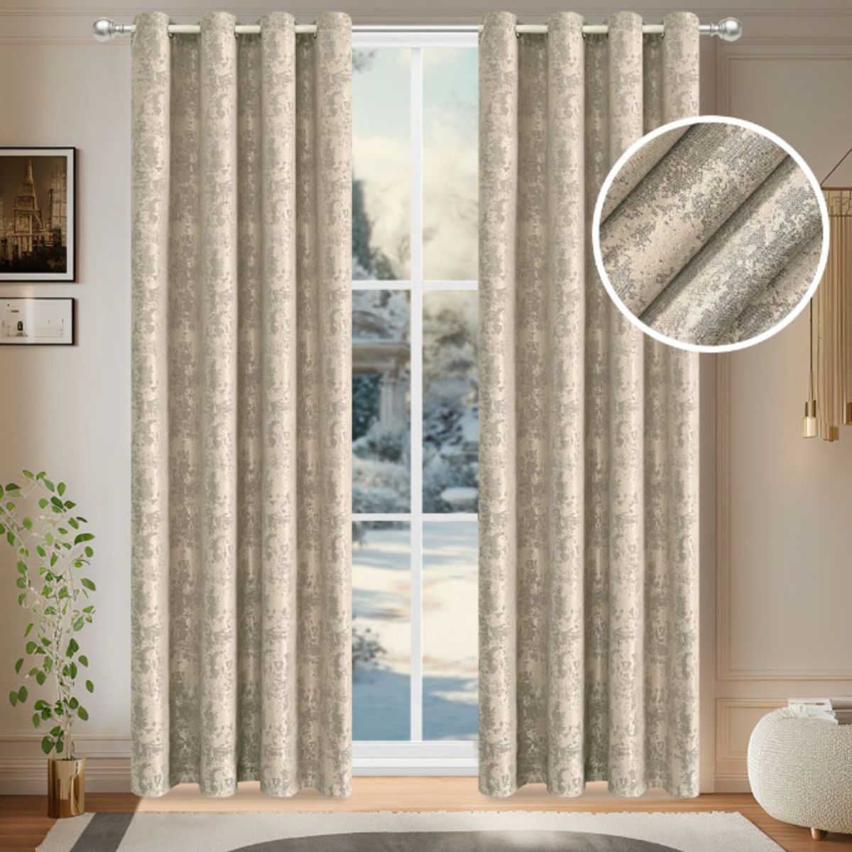 MULTIPLACE COLOMBIA - Cortina Moderna antifluido Tela Sala habitación 2 paños 213x132cm-