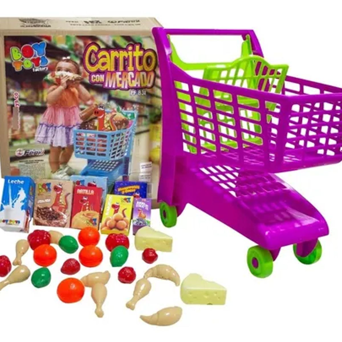 BOY TOYS - Carrito Mercado De Juguete Con Mercado Y Accesorios Boy Toys