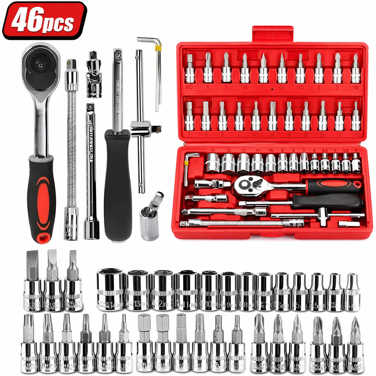 ONE PIXEL - Kit De Herramientas Manuales 46 Piezas Mecanica Automotriz