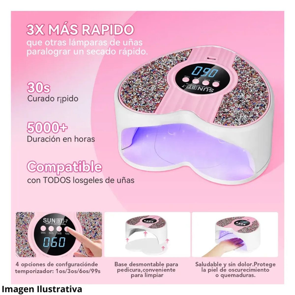COLOR - Lampara Secador Uñas UV LED Corazon  Color Blanco