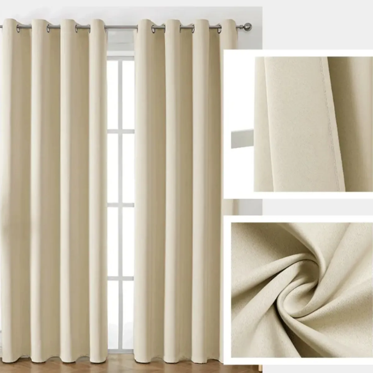 MULTIPLACE COLOMBIA - Cortina Blackout Tipo Lino Set de 2 Paños de 214 x 135 cm