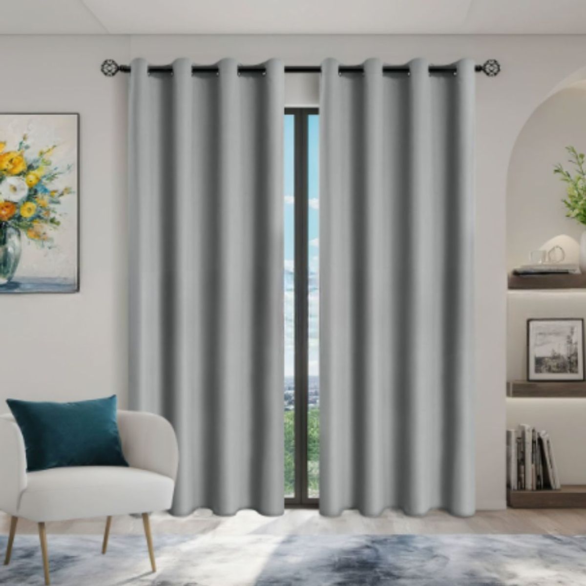MULTIPLACE COLOMBIA - Cortina Blackout Tipo Lino Set de 2 Paños de 214 x 135 cm