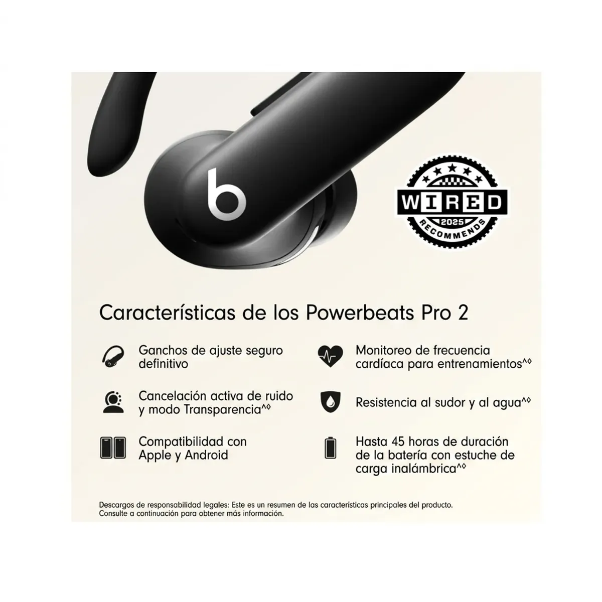 HOMETLY - Beats Power Beats Pro 2 Auriculares inalámbricos de entrenamiento con cancelación de ruido